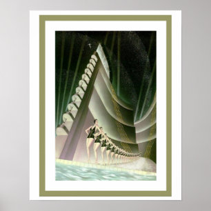 Poster 16 x 20 dos nadadores do art deco