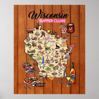 Poster - 16 x 20 - Mapa do clube de jantar em Wisc