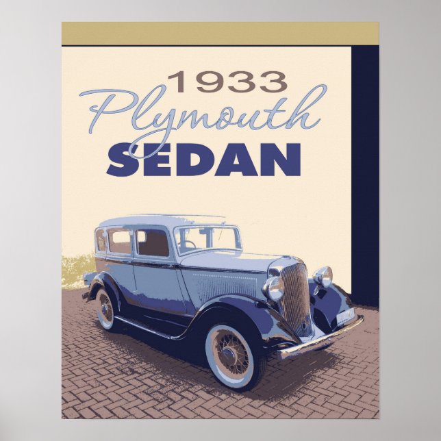 Poster 16x20 1933 Carro Antiquado Plymouth Sedan (Frente)
