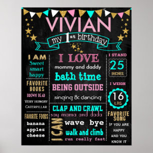 Póster 16x20" Sinal de quadro de aniversário personaliza