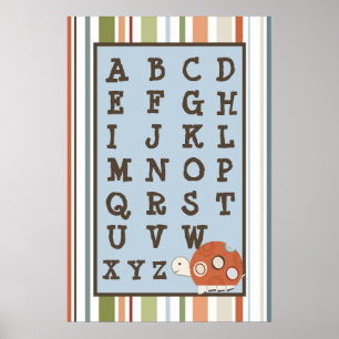 Póster 16x24 Nursery Art ABC Chart Laguna Beach Turtle Fr