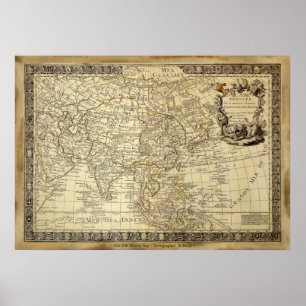 Poster 1700 da arte do MAPA de VELHO MUNDO do