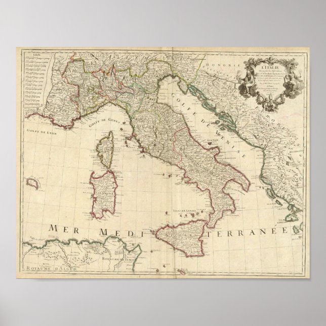 Poster 1700 Map of Italy (Frente)