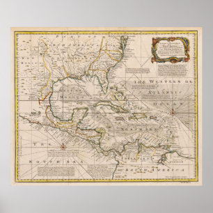 Poster 1720 Map of the West Indies by Emanuel Bowen
