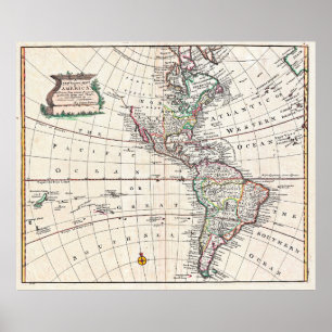 Poster 1747 Mapa Bowen da América do Norte e da América d