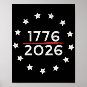 Poster 1776 2026 250º Aniversário EUA Bandeira Betsy Ross