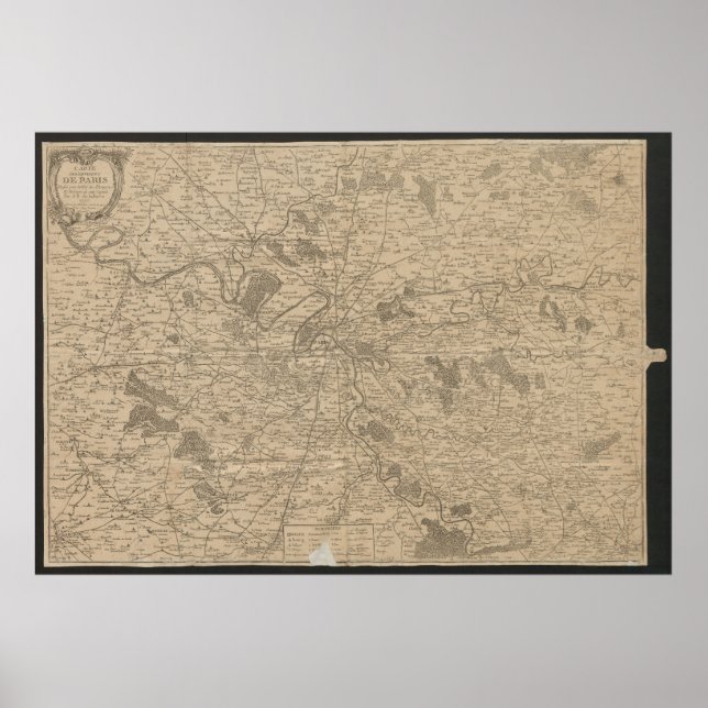 Poster 1780 Map of Paris, Historic City Map, Antique Plan (Frente)