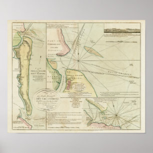 Póster 1790 carta os rios de St Mary e de Nassau
