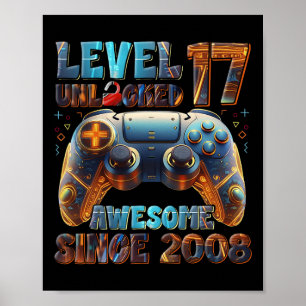 Poster 17.º Aniversário Garoto Vídeo Jogador Espetacular 