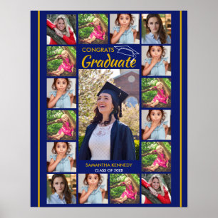 Poster 17 Colagem de Fotos Congrats Graduado 2026 Azul Ma