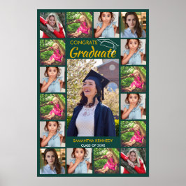 Poster 17 Colagem de Fotos Congrats Graduado 2026 Verde e