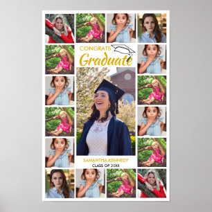 Poster 17 Colagem de Fotos Dourado Parabéns Graduado Bran