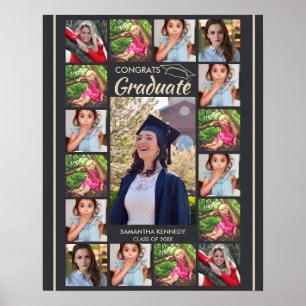 Poster 17 Colagem de Fotos Parabéns Graduado 2026 Cinza C