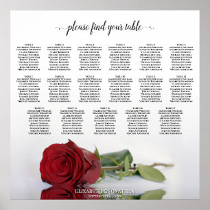 Poster 17 Mesa Carta de Assento de Casamento Rosa Vermelh