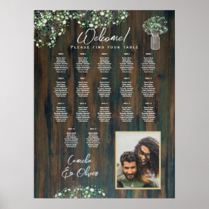 Poster 17 Mesa Rústica Madeira Gypsophila FOTO