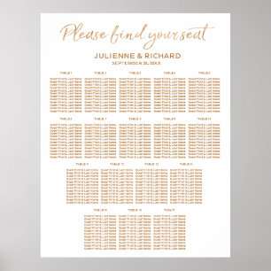 Póster 17 mesas que Wedding o sinal Dourado cor-de-rosa