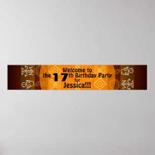 Póster 17o Bandeira personalizada festa de aniversário