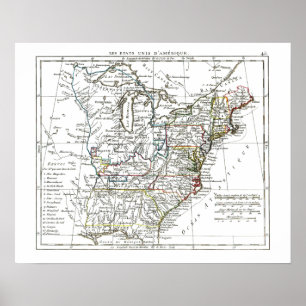 Póster 1806 mapa - d'Amrique de Les Etats Unis