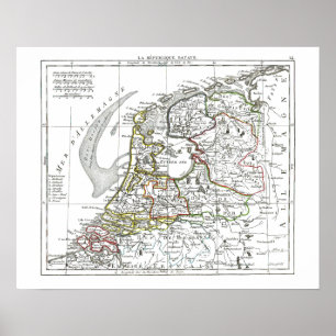 Póster 1806 mapa - La Republique Batave