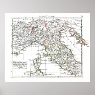 Póster 1806 mapa - L'Italie 1ere Feuille