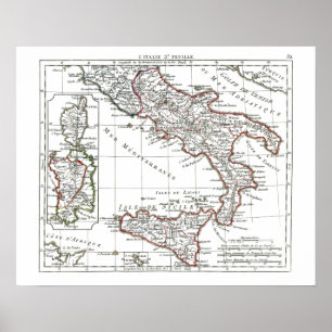 Póster 1806 mapa - L'Italie 2e Feuille