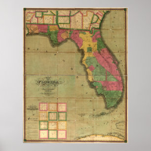 Póster 1829 Map of Florida