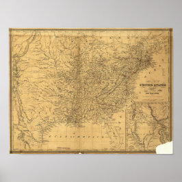 Poster 1847 Antecipado Mapa Ferroviário dos Estados Unido