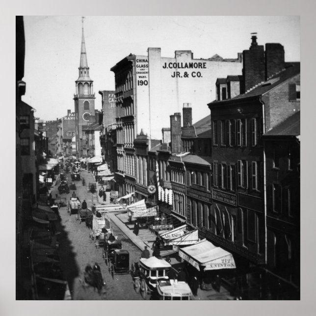 Poster 1859: Tráfego e compras na Rua Washington (Frente)