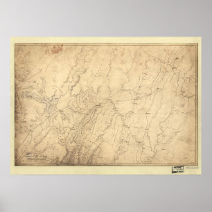 Póster 1864 movimentos de tropa Chattanooga do mapa da