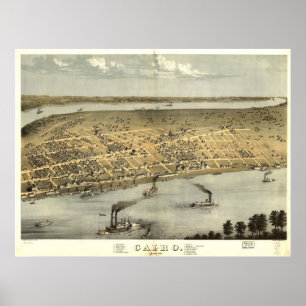 Póster 1867 Cairo, IL Birds Eye Ver Mapa Panorâmico