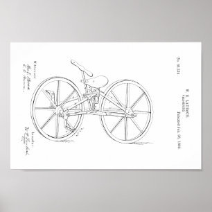 Póster 1869 Vintage Bicycle Velocipede Patent Art Impress
