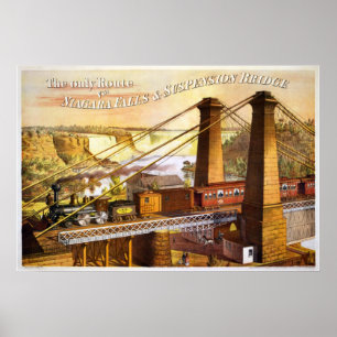 Poster 1876 da ponte de suspensão de Niagara Fall