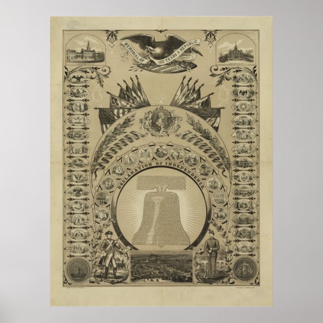 Póster 1876 Reprodução Declaração de Independência (Frente)