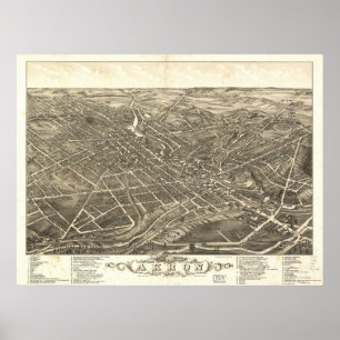 Póster 1882 mapa panorâmico da opinião de olho de