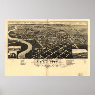 Póster 1883 milhas de cidade, mapa panorâmico da opiniã