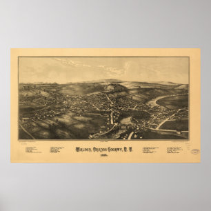Póster 1887 Walden, mapa panorâmico da opinião de olho