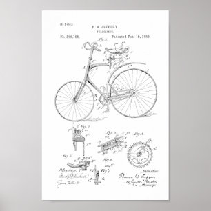 Póster 1889 Vintage Bicycle Velocipede Patent Art Impress