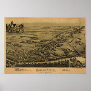 Poster 1894 Aerial Map Collegeville PA Pennsylvania