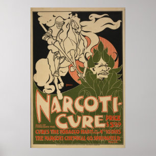 Póster 1895 Narcoti-cura Curva o hábito do cigarro