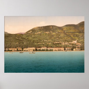 Poster 1895 o hotel grande, Gardone, lago Garda, Italia