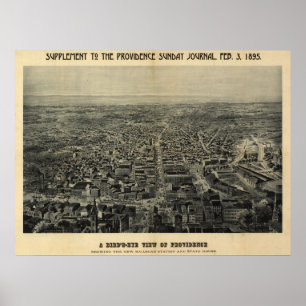 Póster 1895 providência, mapa panorâmico da opinião de