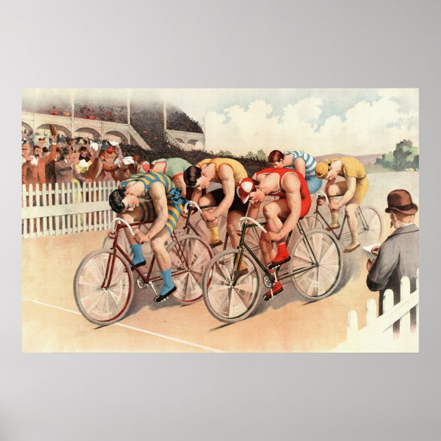 Póster 1895 Reimpressão de Raça de Bicicleta 36 x 24 Post (Frente)