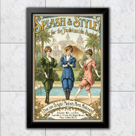 Poster 1895 Roupas de Banho Vintage Chic Oceânico Publici