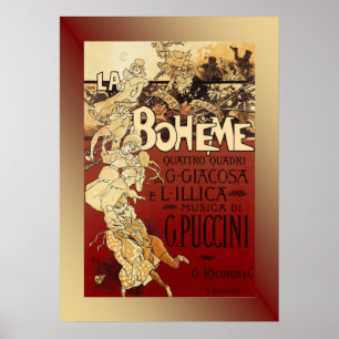 Poster 1896 da ópera de Puccini do ~ de Boheme do