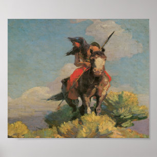 Poster 1896 selvagem indiano da arte do corvo do