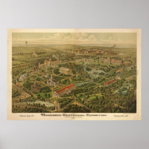 Póster 1897 Nashville, mapa panorâmico da expo centenár