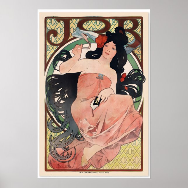 Poster 1898 Alphonse Mucha Job Rolling Papers Arte Clássi (Frente)