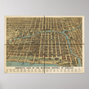 Póster 1898 mapa panorâmico da opinião de olho de