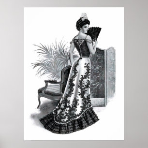 Poster 1899 Mulher vitoriana do palhaço
