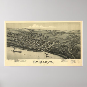 Póster 1899 St Mary, mapa panorâmico da opinião de olho